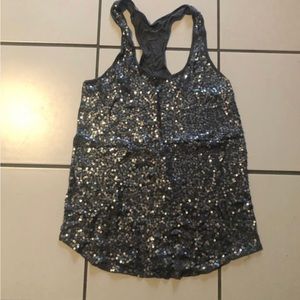 Express size small gray sequin tank top